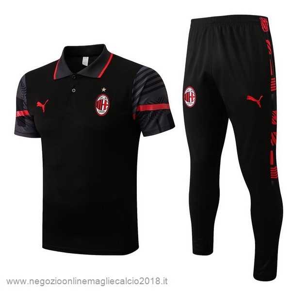 Set Completo Polo AC Milan 2022/23 Nero Rosso