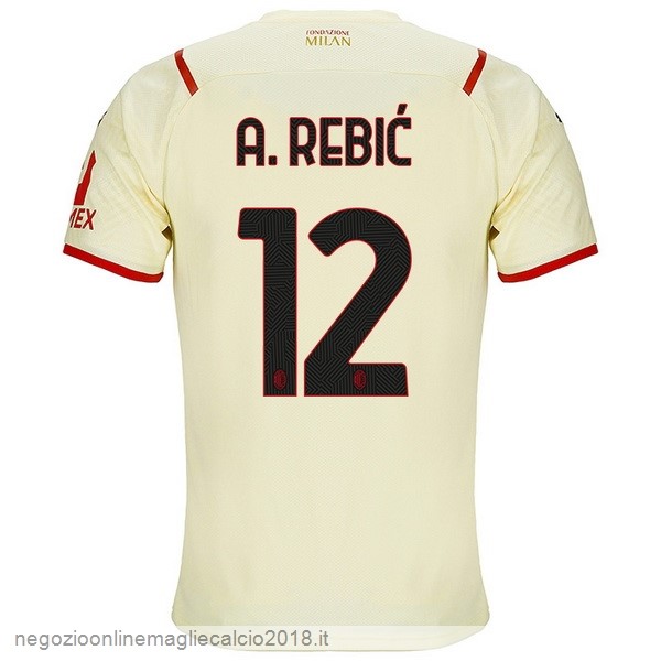 NO.12 A. Rebić Away Online Maglia AC Milan 2021/2022 Giallo