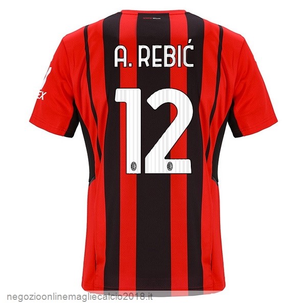 NO.12 A. Rebić Home Online Maglia AC Milan 2021/2022 Rosso