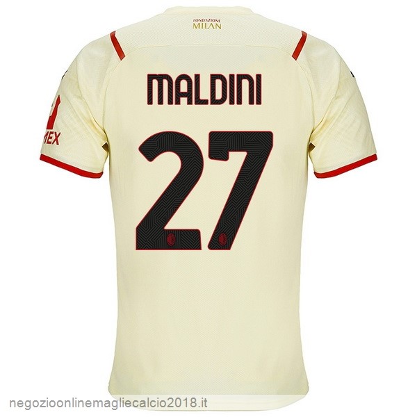 NO.27 Maldini Away Online Maglia AC Milan 2021/2022 Giallo