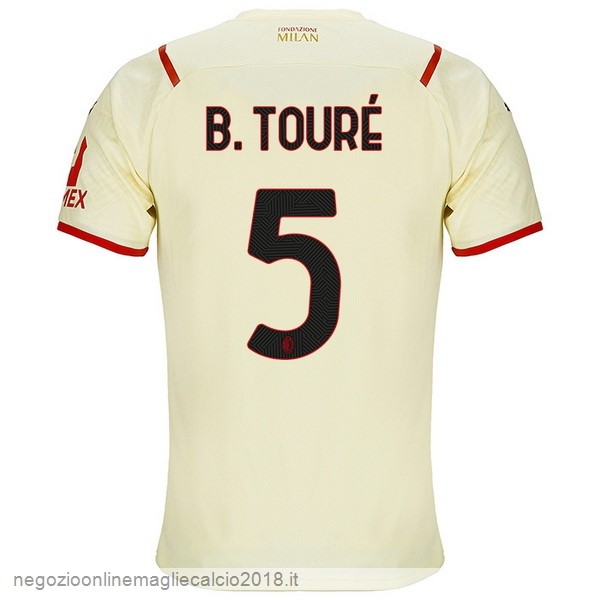 NO.5 B.Touré Away Online Maglia AC Milan 2021/2022 Giallo