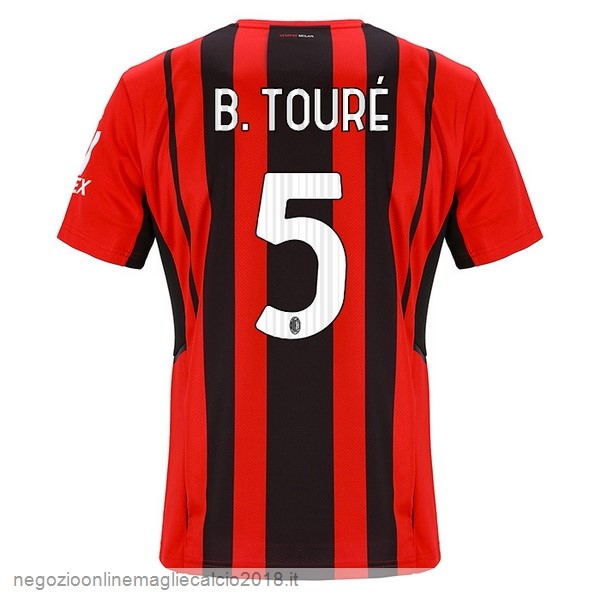 NO.5 B.Touré Home Online Maglia AC Milan 2021/2022 Rosso