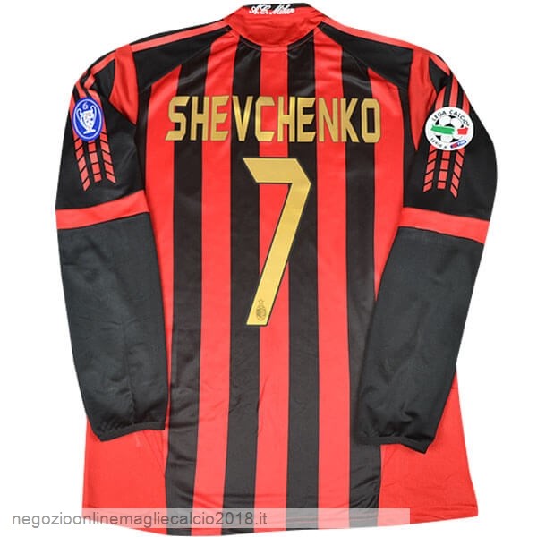 NO.7 Shevchenko Home Online Manica lunga AC Milan Retro 2005 2006 Rosso