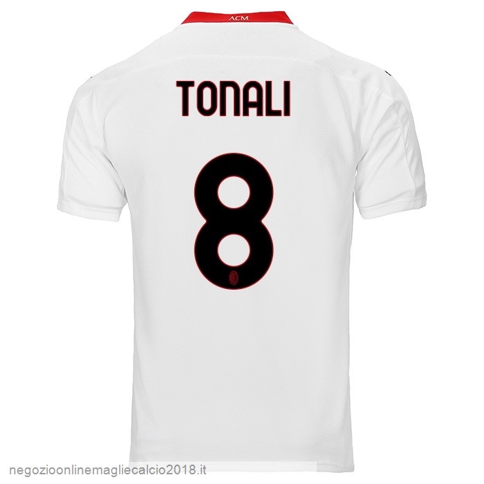 NO.8 Tonali Away Online Maglia AC Milan 2020/21 Bianco