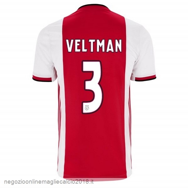 NO.3 Veltman Home Online Maglie Calcio Ajax 2019/20 Rosso