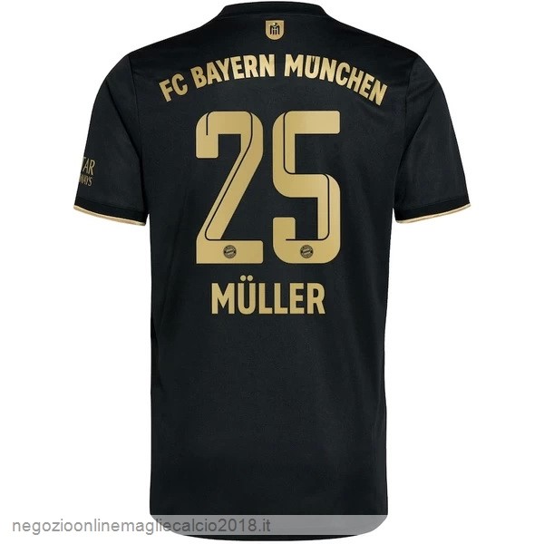 NO.25 Muller Away Online Maglia Bayern München 2021/2022 Nero