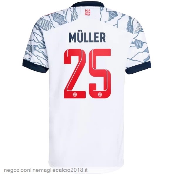 NO.25 Muller Terza Online Maglia Bayern München 2021/2022 Bianco