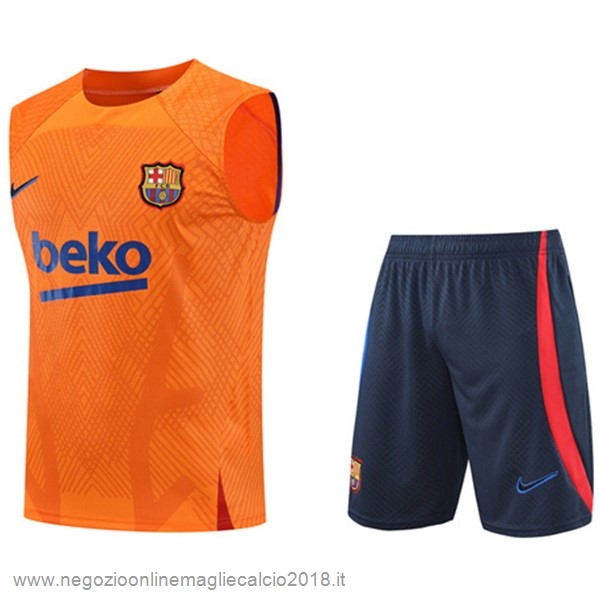 Formazione Senza Maniche Set Completo Barcelona 2022/23 Arancione Blu