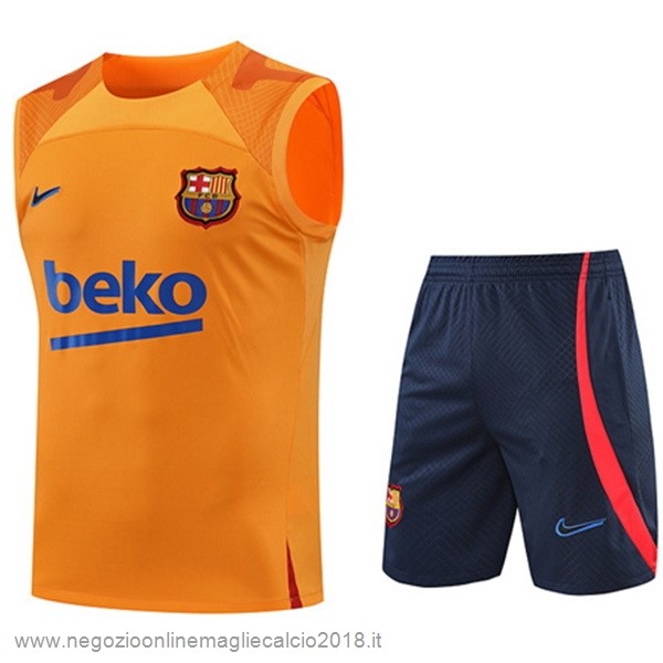 Formazione Senza Maniche Set Completo Barcelona 2022/23 Arancione I Blu