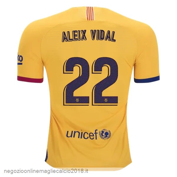 NO.22 Aleix Vidal Away Online Maglie Calcio Barcellona 2019/20 Giallo