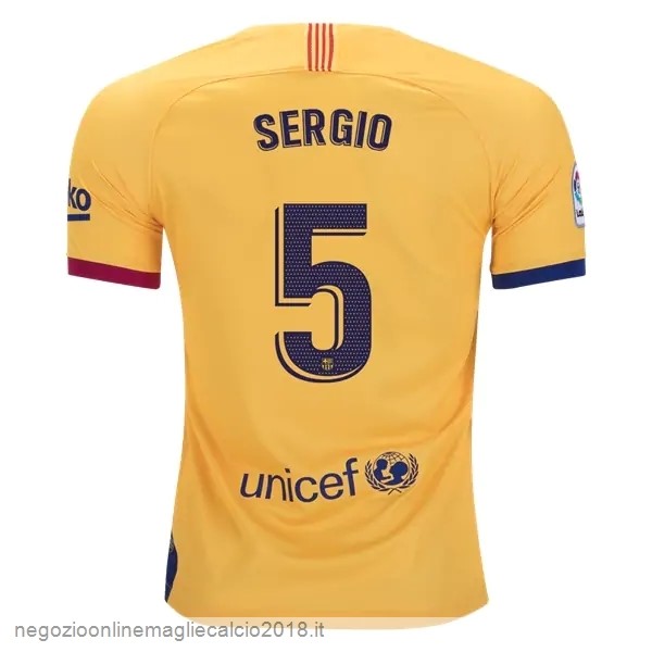 NO.5 Sergio Away Online Maglie Calcio Barcellona 2019/20 Giallo