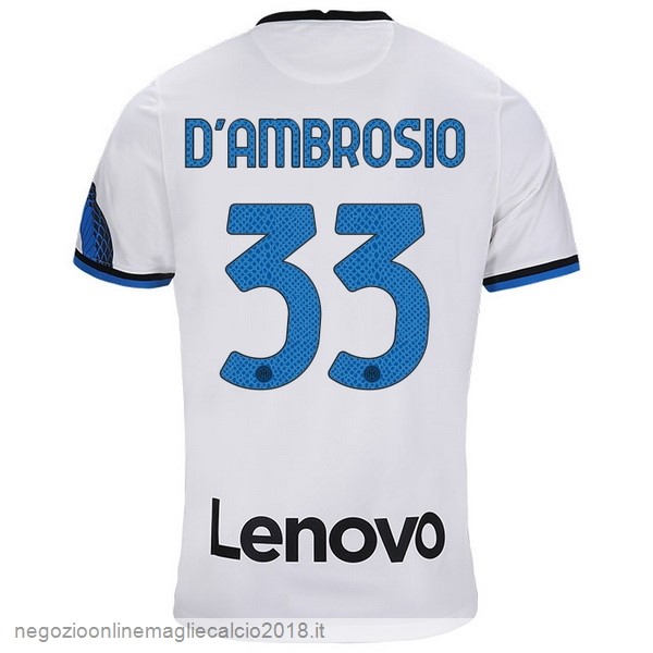 NO.33 D'Ambrosio Away Online Maglia Inter Milán 2021/2022 Bianco