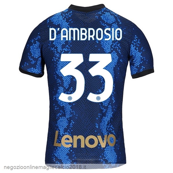 NO.33 D'Ambrosio Home Online Maglia Inter Milán 2021/2022 Blu