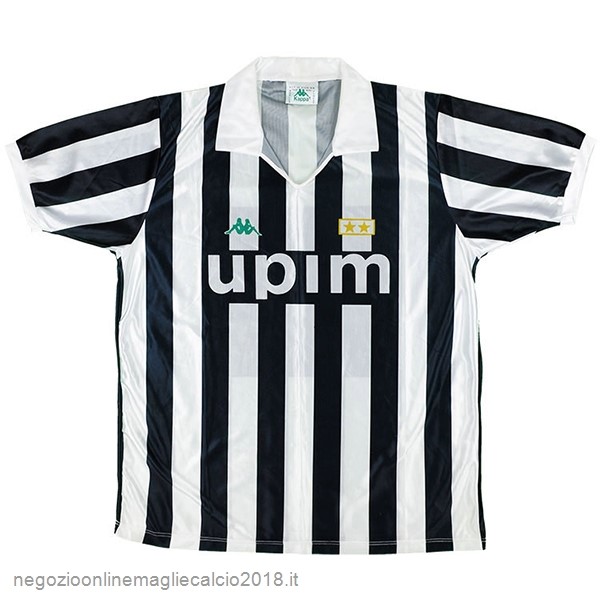 Home Online Maglie Calcio Juventus Stile rétro 1991 1992 Nero Bianco
