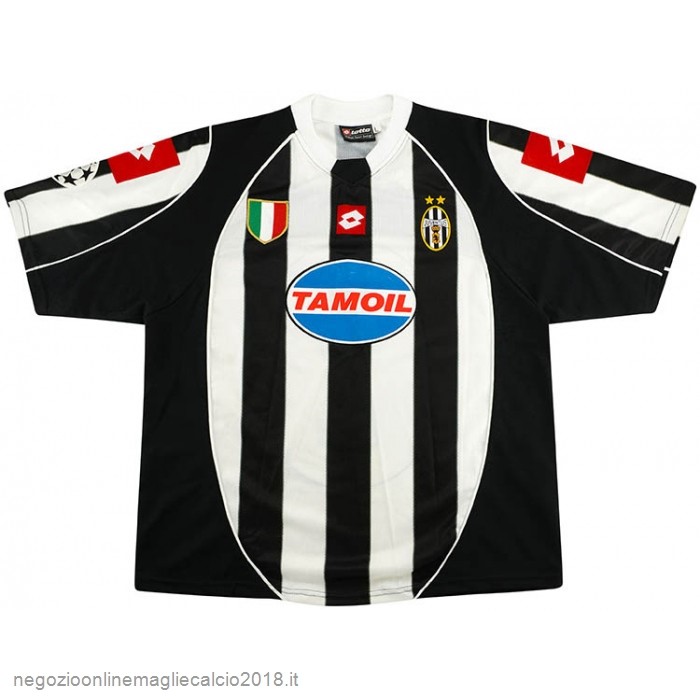 Home Online Maglie Calcio Juventus Stile rétro 2002 2003 Nero Bianco