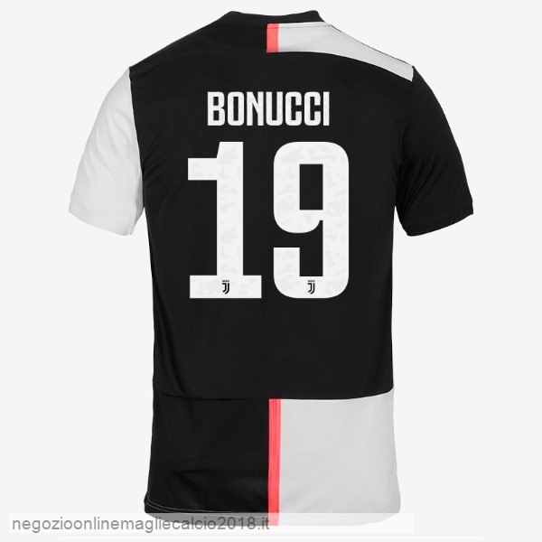 NO.19 Bonucci Home Online Maglie Calcio Juventus 2019/20 Bianco Nero