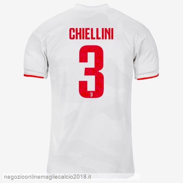 NO.3 Chiellini Away Online Maglie Calcio Juventus 2019/20 Grigio Bianco