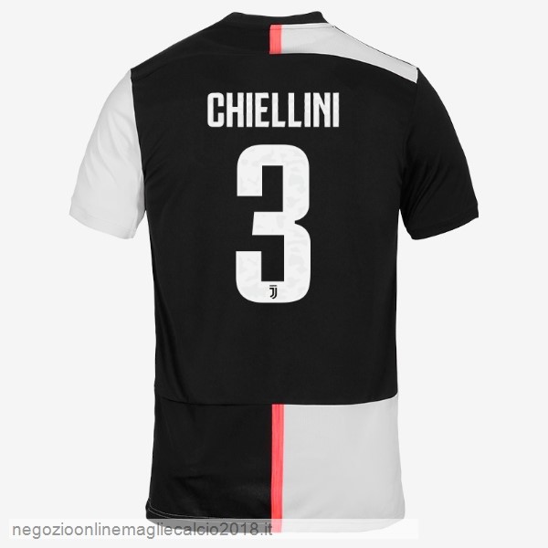 NO.3 Chiellini Home Online Maglie Calcio Juventus 2019/20 Bianco Nero