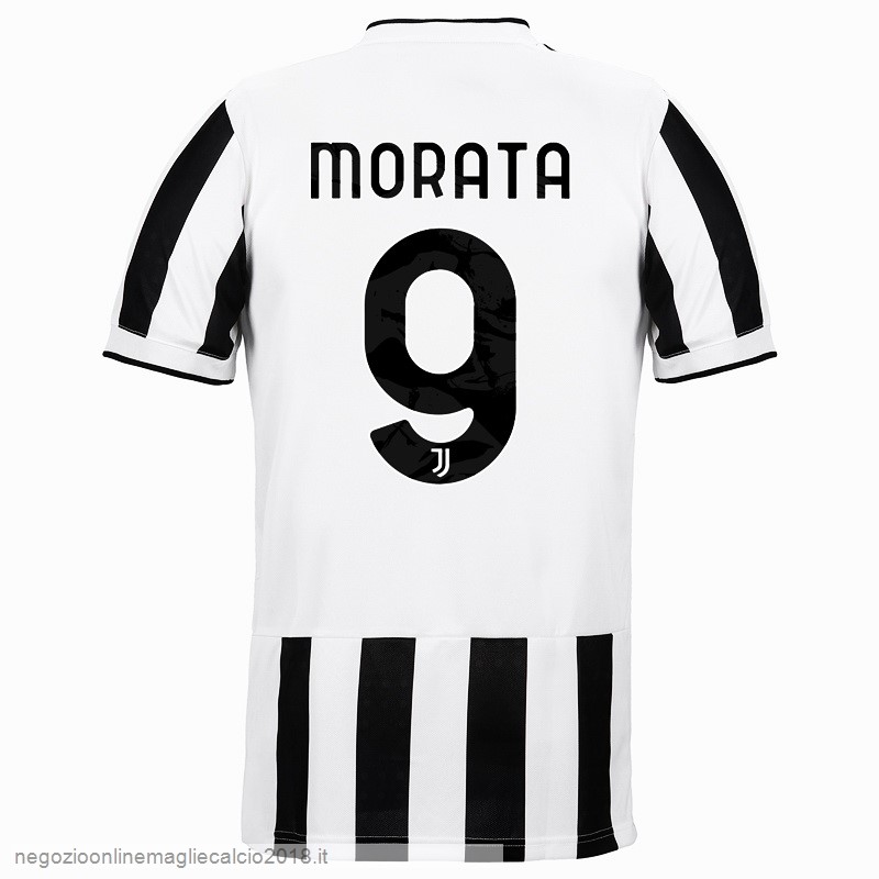 NO.9 Morata Home Online Maglia Juventus 2021/2022 Bianco Nero