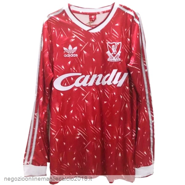 Home Online Manica lunga Liverpool Stile rétro 1989 1991 Rosso