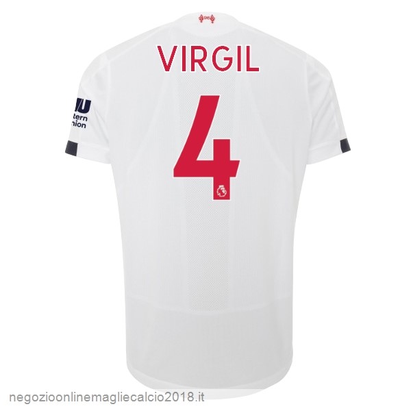NO.4 Virgil Away Online Maglie Calcio Liverpool 2019/20 Bianco