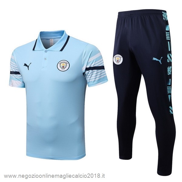 Set Completo Polo Manchester City 2022/23 Blu Luce