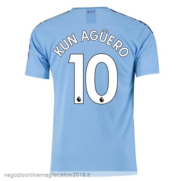 NO.10 Kun Aguero Home Online Maglie Calcio Manchester City 2019/20 Blu