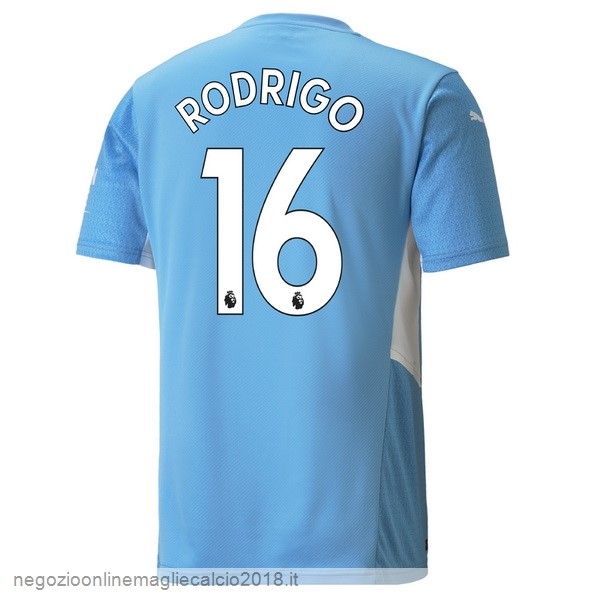 NO.16 Rodrigo Home Online Maglia Manchester City 2021/2022 Blu