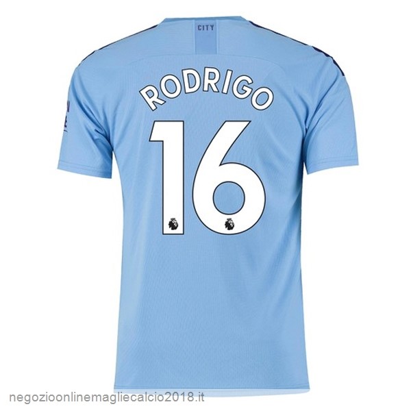 NO.16 Rodrigo Home Online Maglie Calcio Manchester City 2019/20 Blu