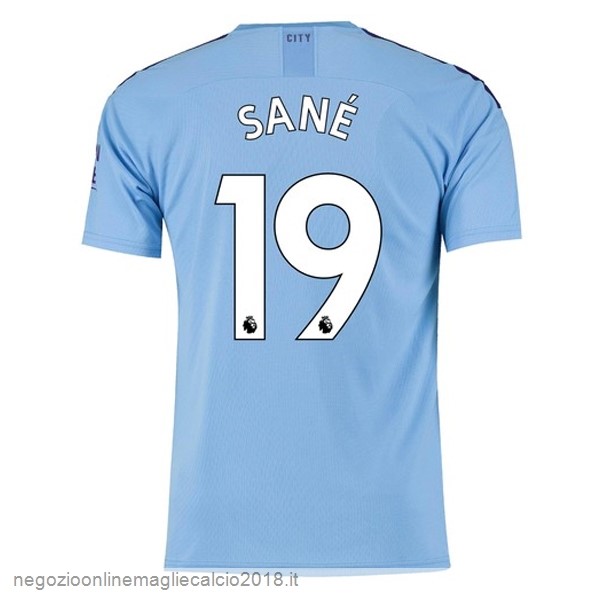 NO.19 Sane Home Online Maglie Calcio Manchester City 2019/20 Blu