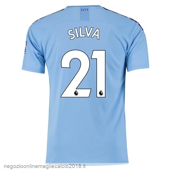 NO.21 Silva Home Online Maglie Calcio Manchester City 2019/20 Blu