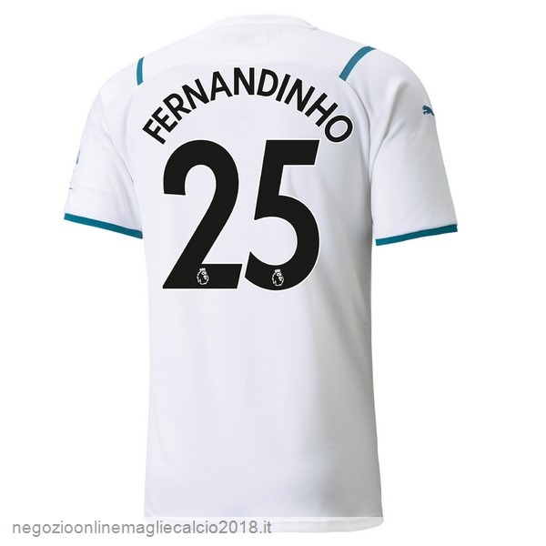 NO.25 Fernandinho Away Online Maglia Manchester City 2021/2022 Bianco