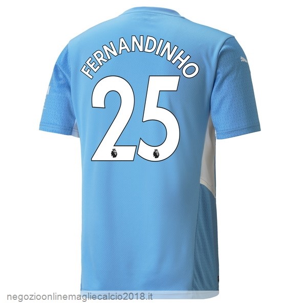 NO.25 Fernandinho Home Online Maglia Manchester City 2021/2022 Blu