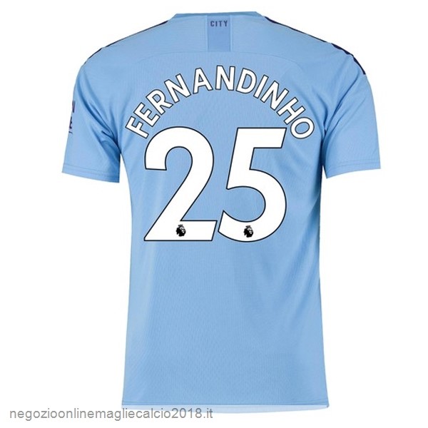 NO.25 Fernandinho Home Online Maglie Calcio Manchester City 2019/20 Blu