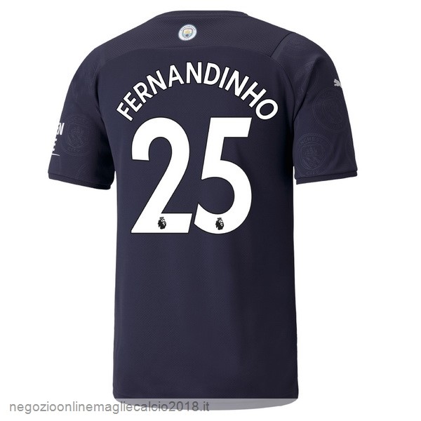 NO.25 Fernandinho Terza Online Maglia Manchester City 2021/2022 Blu Navy