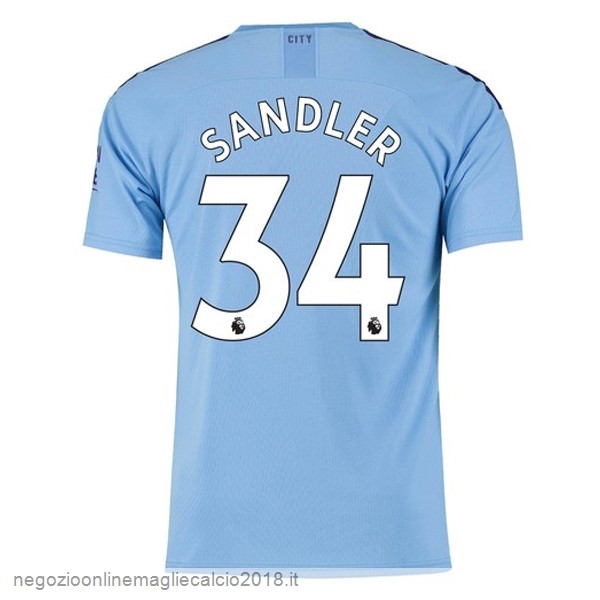 NO.34 Sandler Home Online Maglie Calcio Manchester City 2019/20 Blu