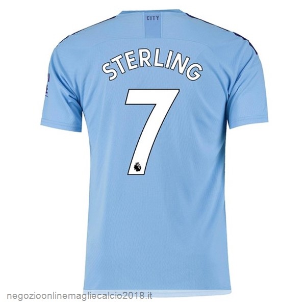NO.7 Sterling Home Online Maglie Calcio Manchester City 2019/20 Blu
