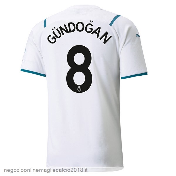 NO.8 Gundogan Away Online Maglia Manchester City 2021/2022 Bianco