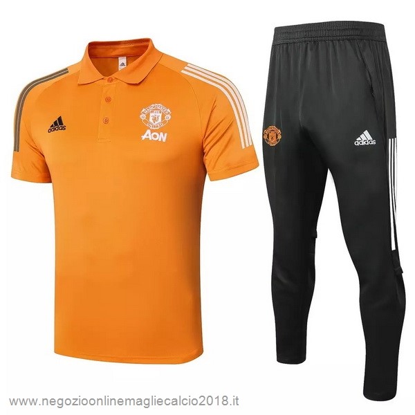 Set Completo Polo Manchester United 2020/2021 Arancione Nero