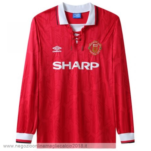 Home Online Manica lunga Manchester United Retro 1992 1994 Rosso