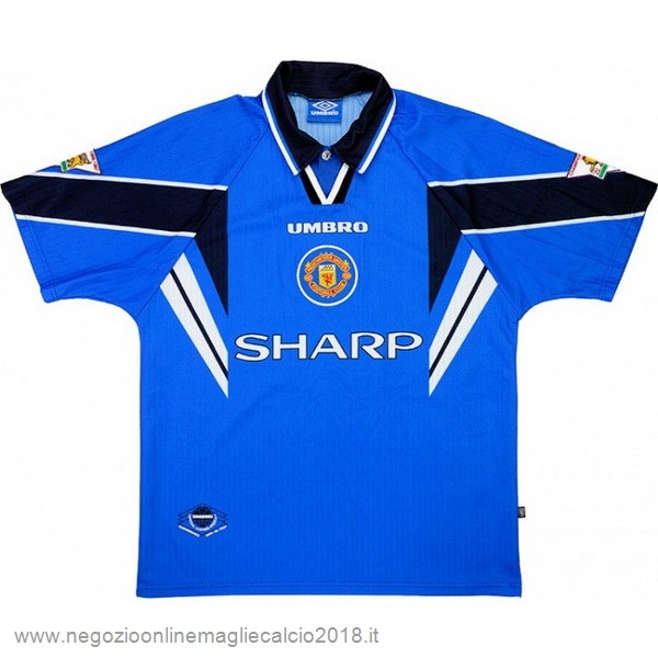 Away Online Maglia Manchester United Rétro 1997 1998 Blu