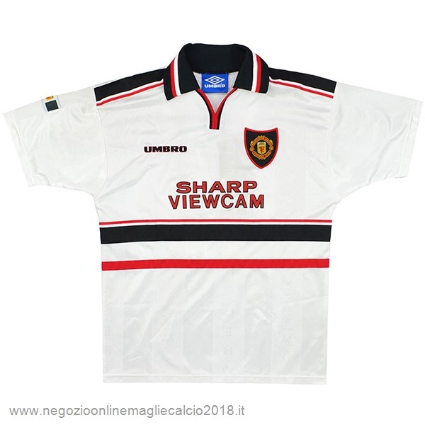 Away Online Maglia Manchester United Rétro 1998 1999 Bianco