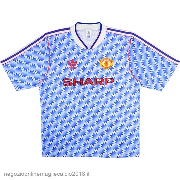 Away Online Maglie Calcio Manchester United Retro 1990 1992 Blu