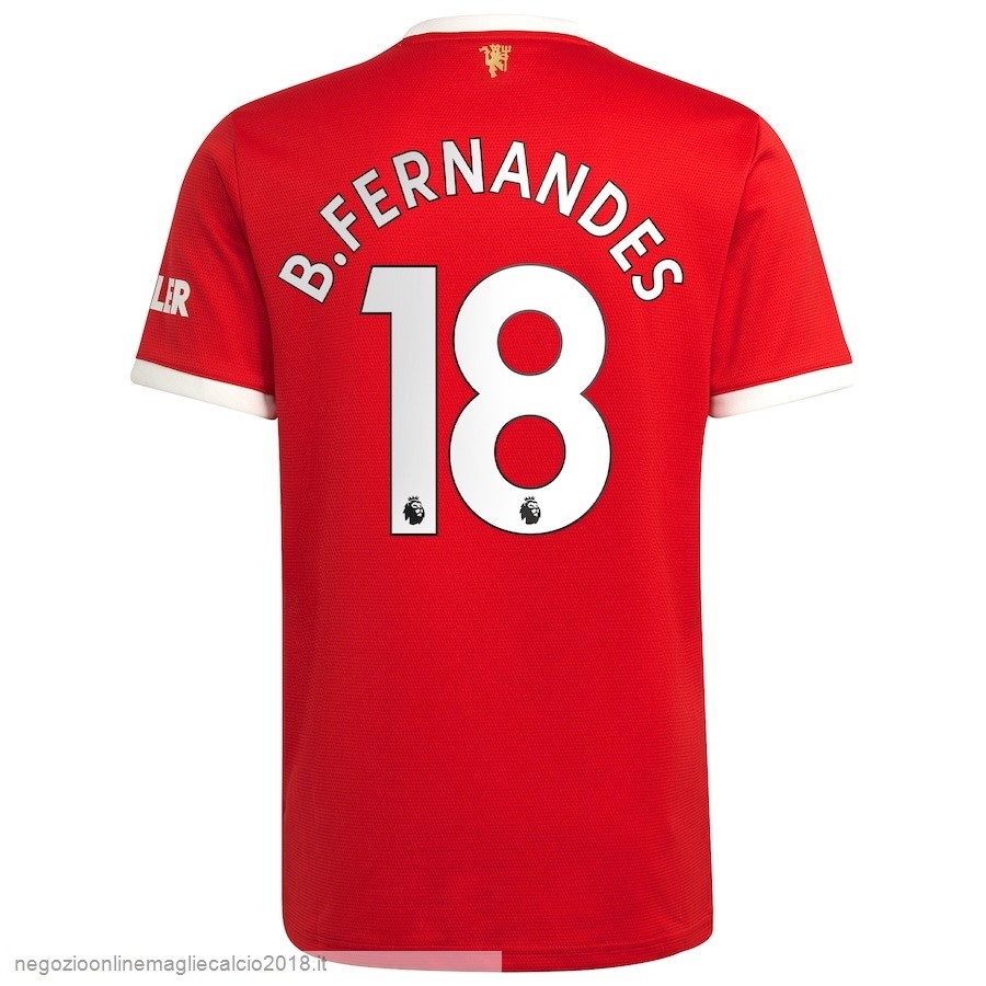 NO.18 B. Fernandes Home Online Maglia Manchester United 2021/2022 Rosso