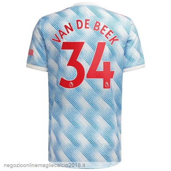 NO.34 Van De Beek Away Online Maglia Manchester United 2021/2022 Blu