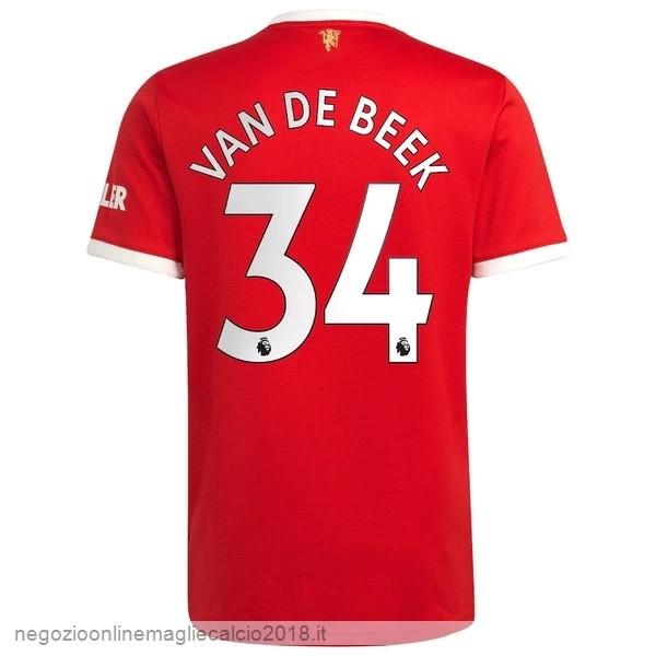 NO.34 Van De Beek Home Online Maglia Manchester United 2021/2022 Rosso