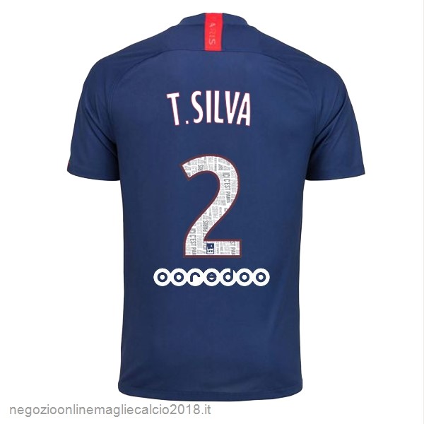 NO.2 T.Silva Home Online Maglie Calcio Paris Saint Germain 2019/20 Blu