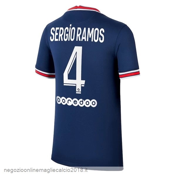 NO.4 Sergio Ramos Home Online Maglia Paris Saint Germain 2021/2022 Blu