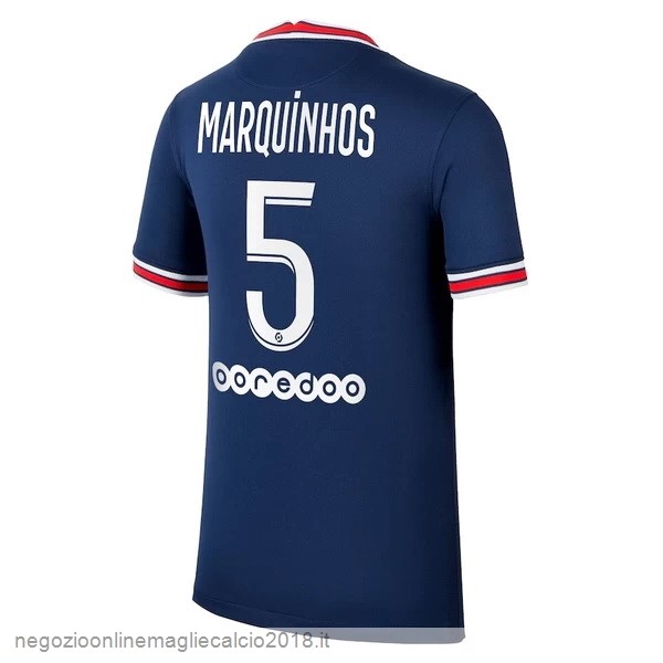 NO.5 Marquinhos Home Online Maglia Paris Saint Germain 2021/2022 Blu