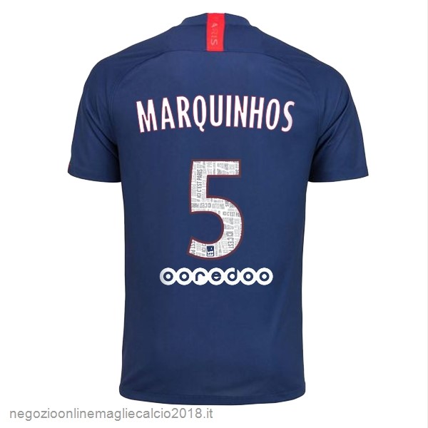 NO.5 Marquinhos Home Online Maglie Calcio Paris Saint Germain 2019/20 Blu